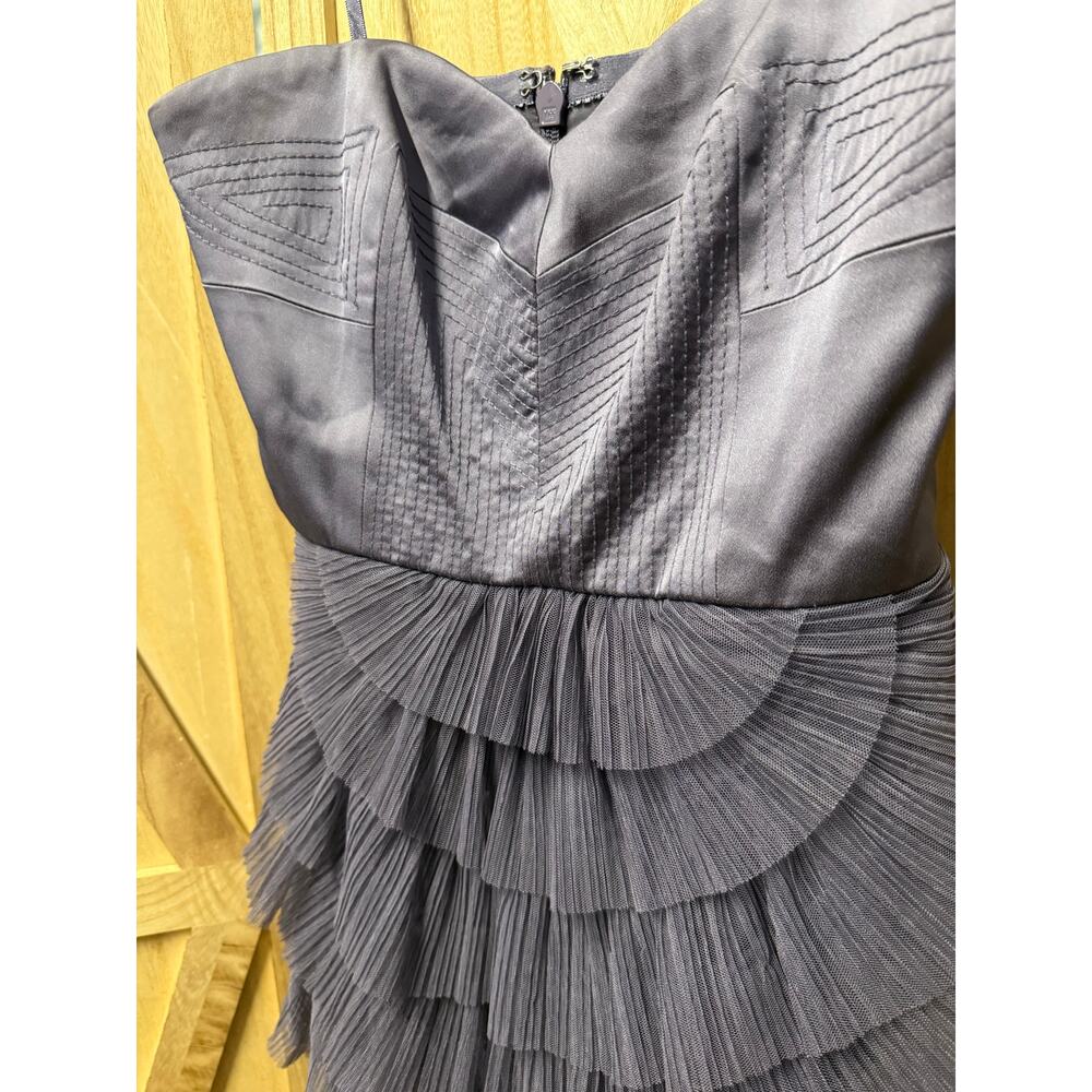 BCBGMAXAZRIA frosted plum purple strapless Sas ruffled tiered cocktail dress - Picture 4 of 9